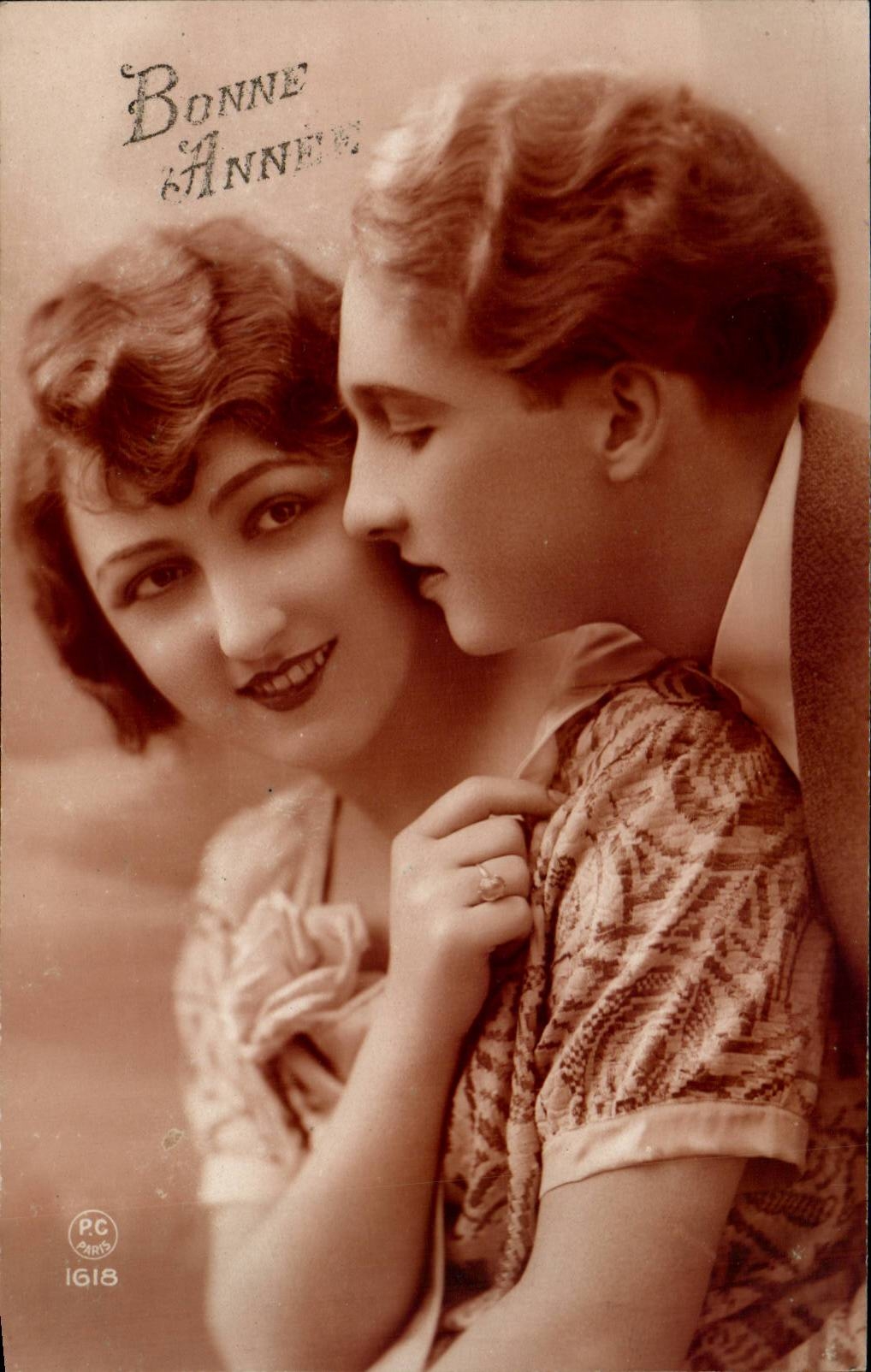 Fantaisie - Couple - Bonne Annee - Happy Couple CPA 