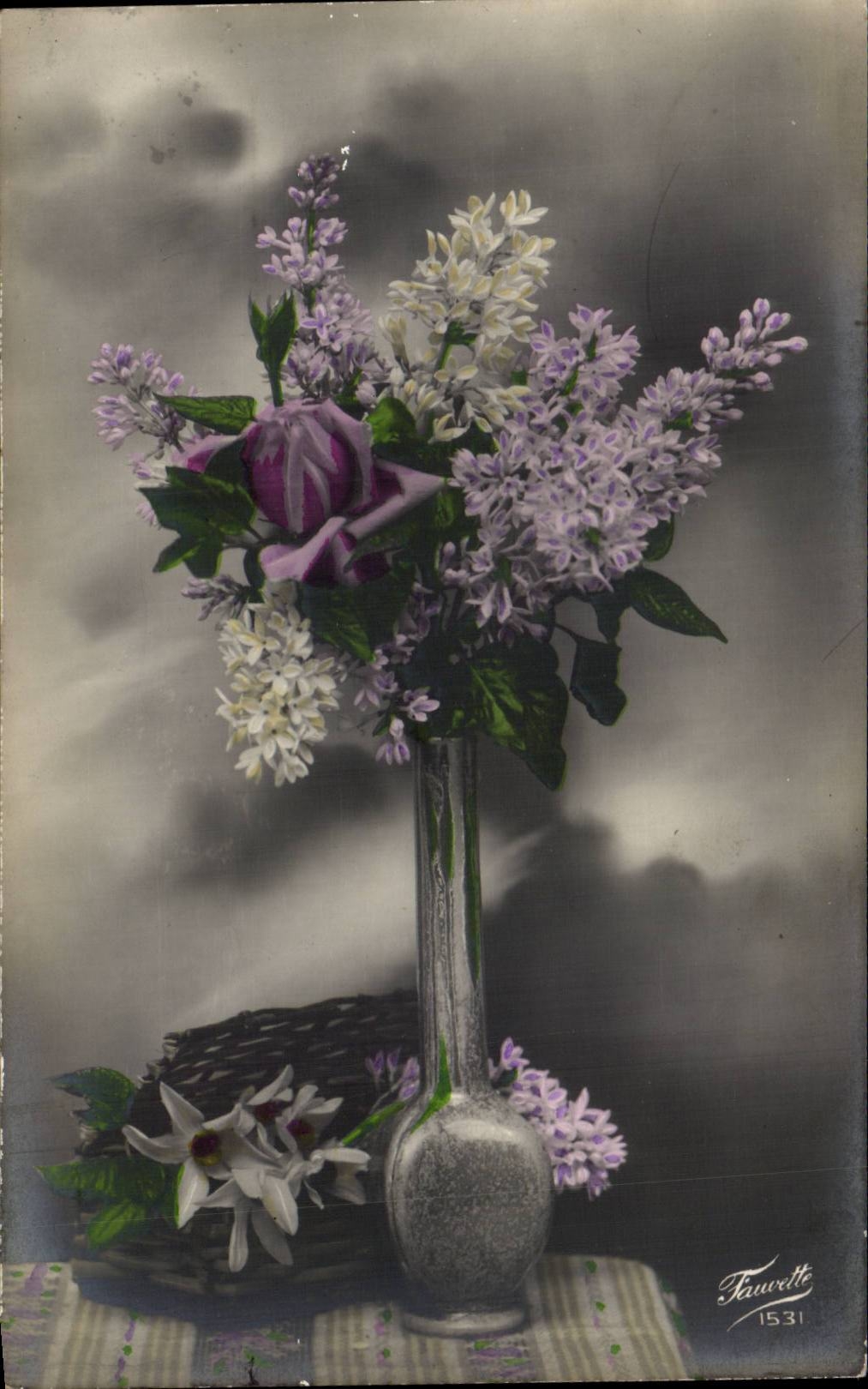 Fleurs - Flowers - pretty bouquet CPA 