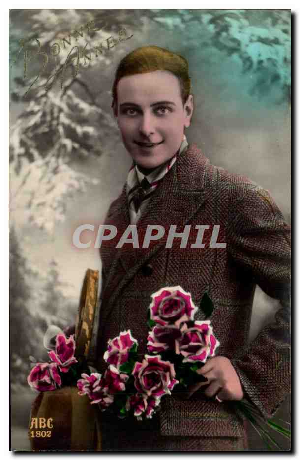 Fantaisie - Homme - Handsome Man - Bonne Annee CPA 
