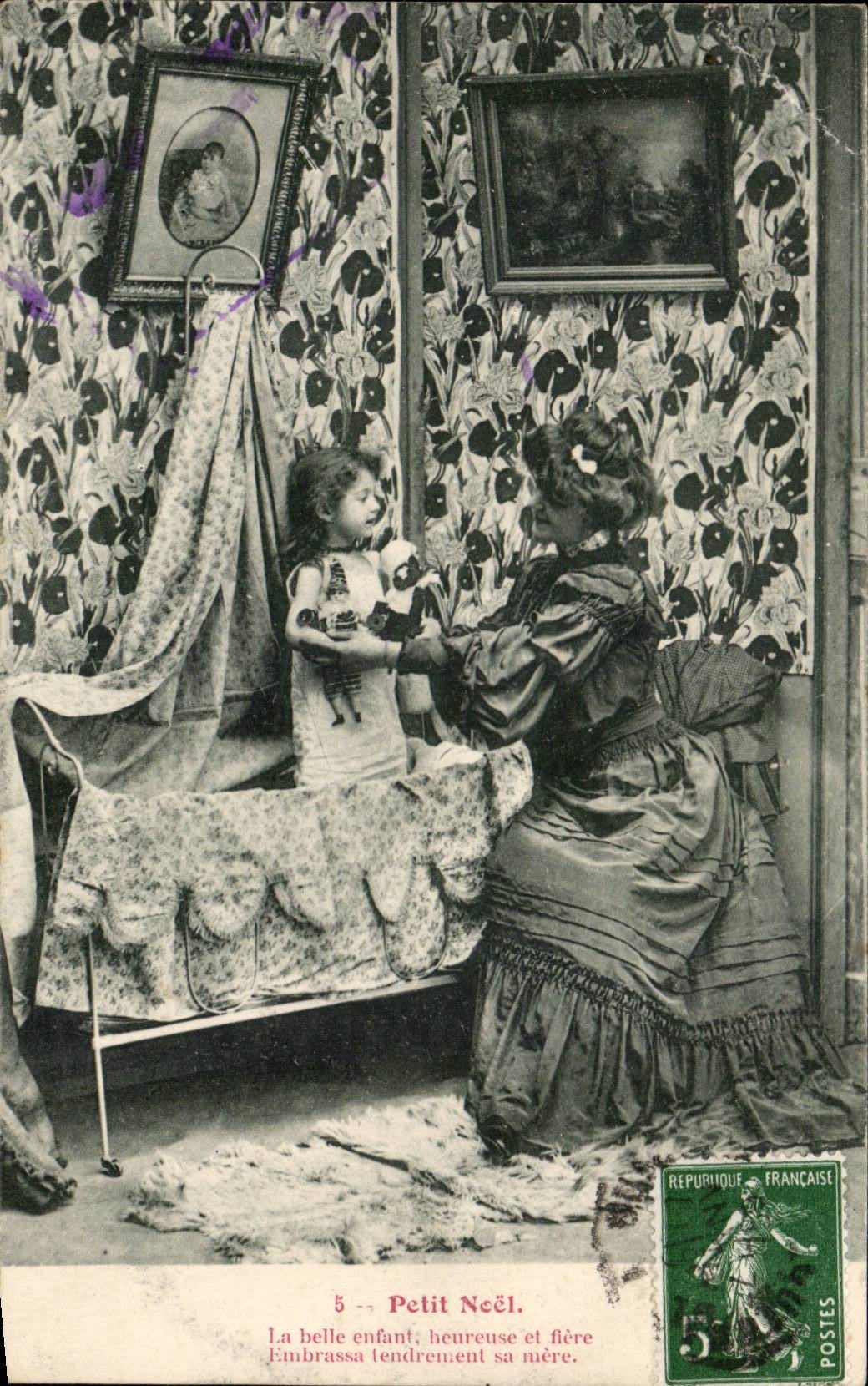 Petit Noël — La belle enfant, heureuse et fière, embrassa tendrement sa mère — Éditeur non visible, n° de série 5