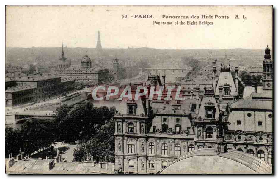 Paris - 1 - Panorama des Huit Ponts Tour Eiffel - CPA 