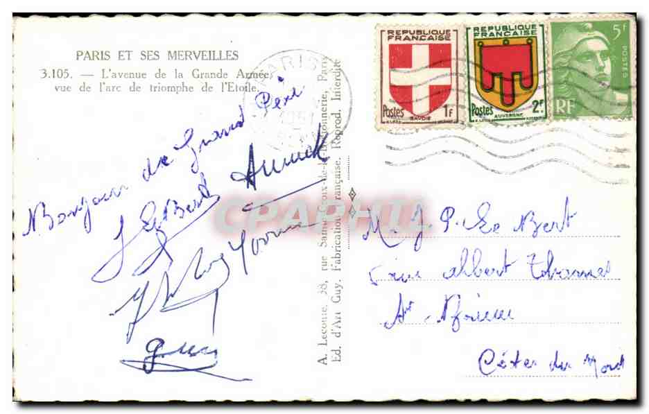 Paris - 8 - Avenue de la Grande Armee - Guy - CPA  — Rückseite