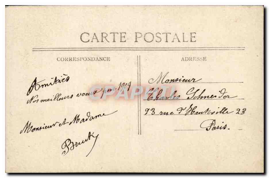 Jeune femme en chapeau à plume — Bonne Année — M.T. n°303 — Achterkant