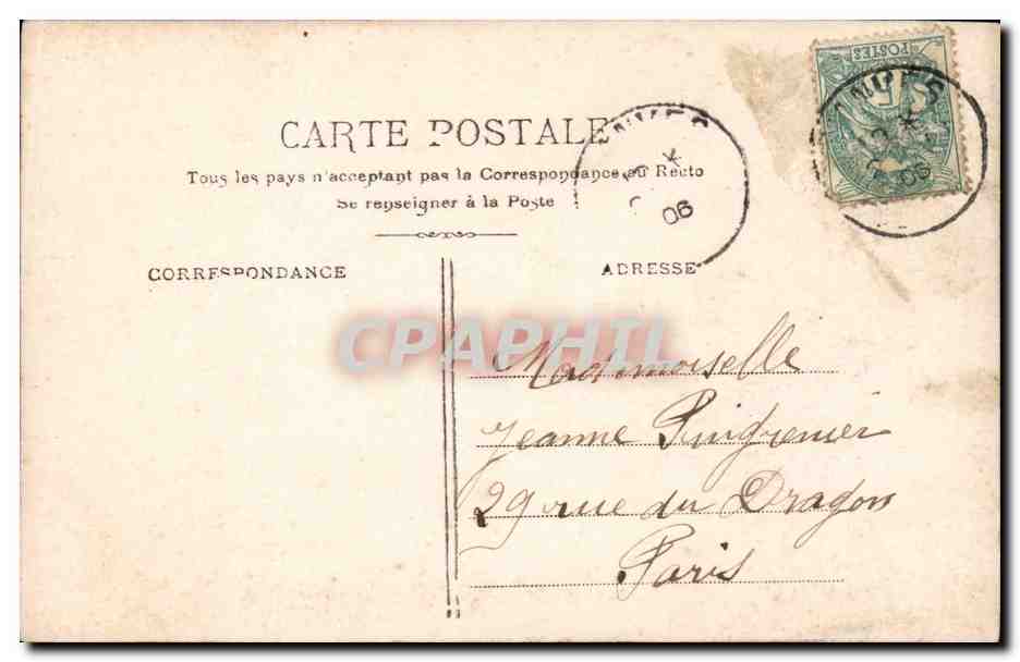 Junge Frau in farbiger Kleidung — Liebesbrief — E.L.D. n°4124 — Rückseite