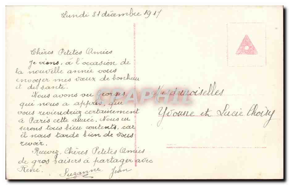 CPA Fantaisie Femme Bonne annee — Verso