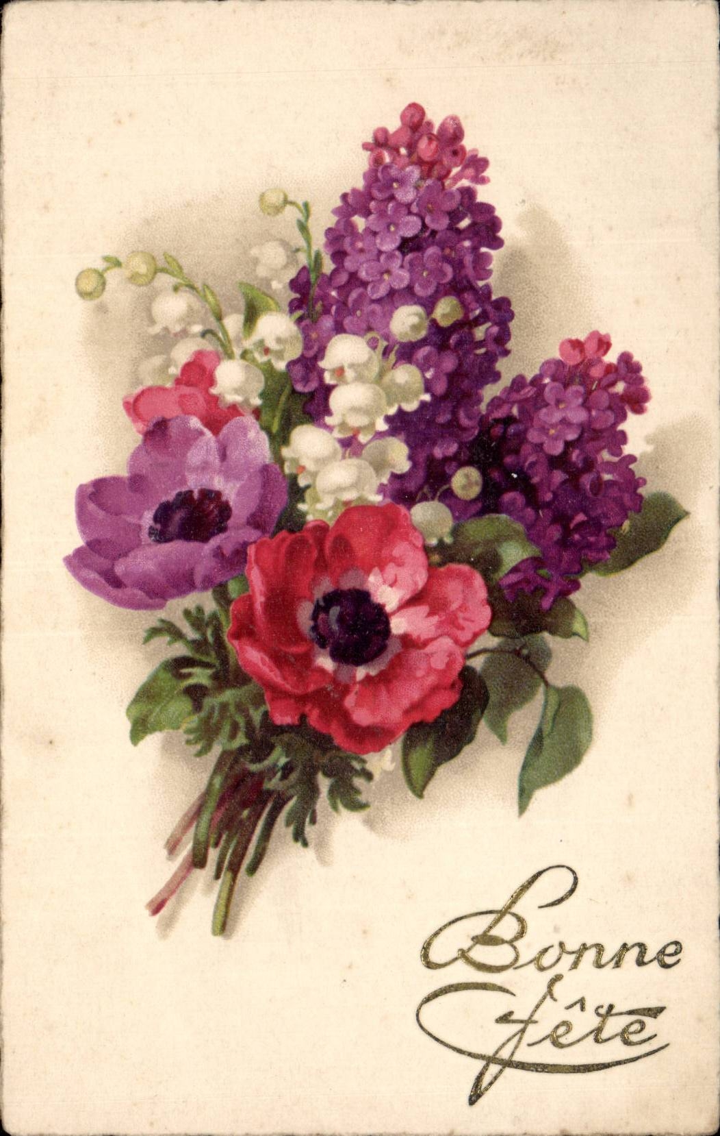 CPA Fantaisie Fleurs Bonne fete