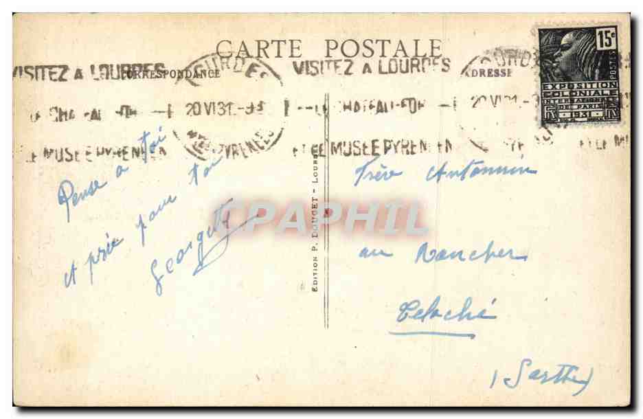 CPA Lourdes la grotte L'autel de la vierge — Verso