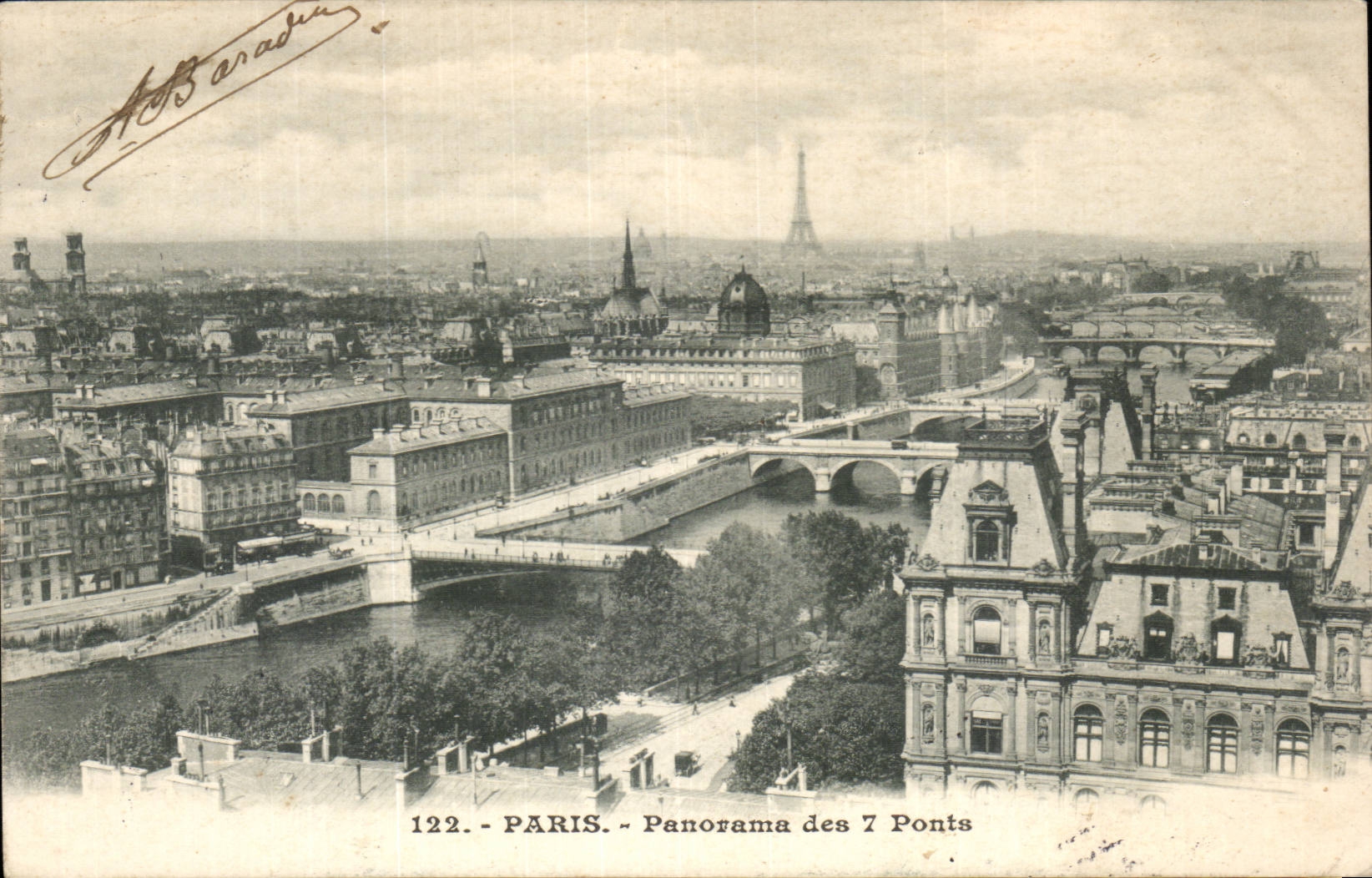 Paris CPA Panorama des 7 ponts Tour Eiffel