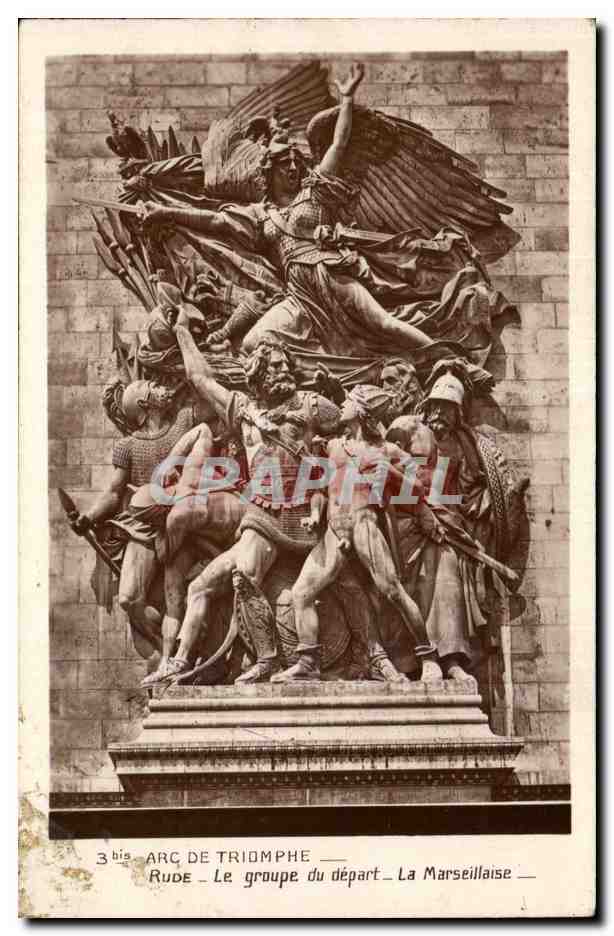 CPA Paris Arc de triomphe Rude le groupe du depart La Marseillaise