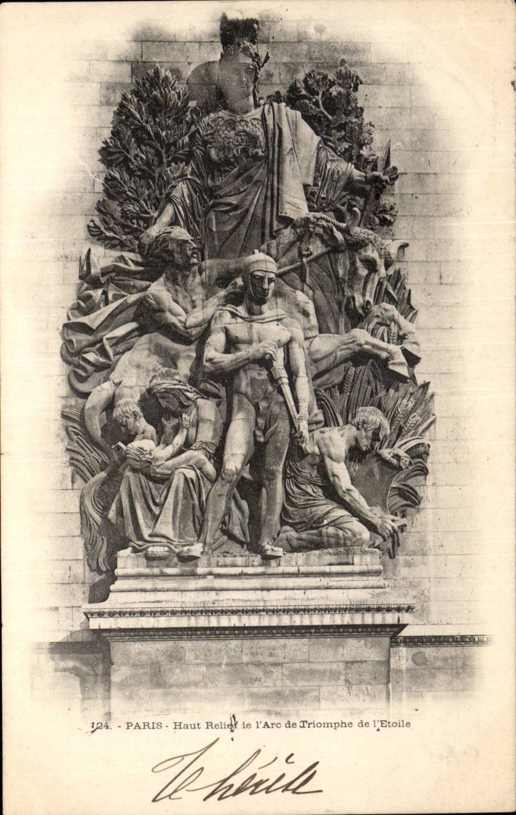 CPA Paris Haut relief de l'Arc de triomphe de l'etoile