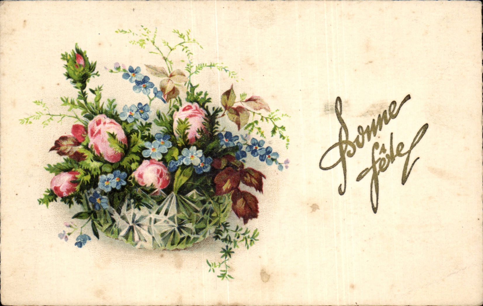 CPA Fantaisie Fleurs Bonne fete