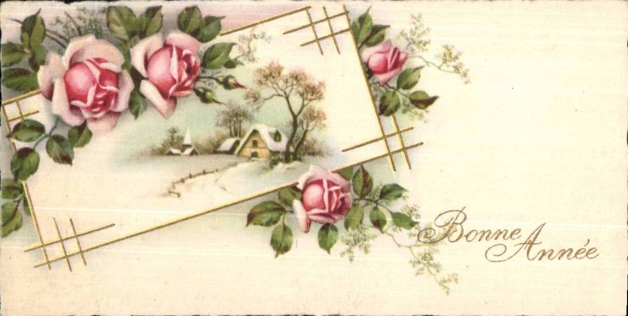 CPA Fantaisie Fleurs Bonne annee
