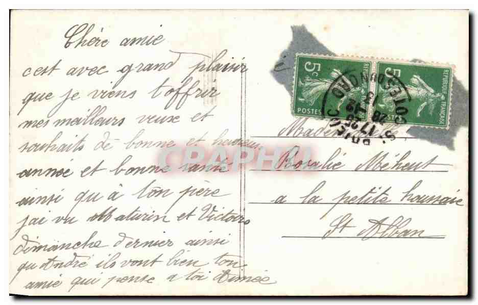 CPA Fantaisie Fleurs — Back