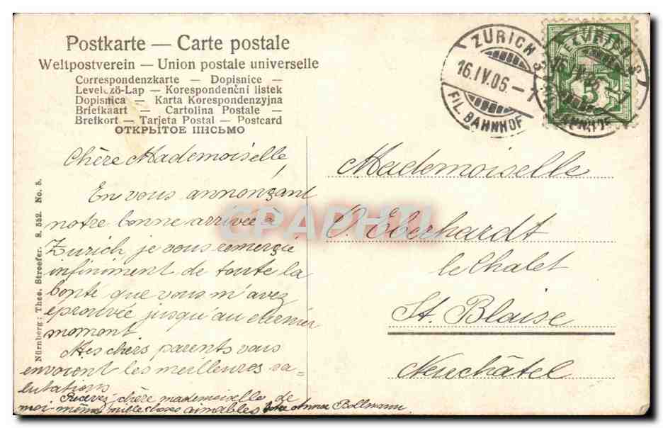 CPA Fantaisie Fleurs — Rückseite