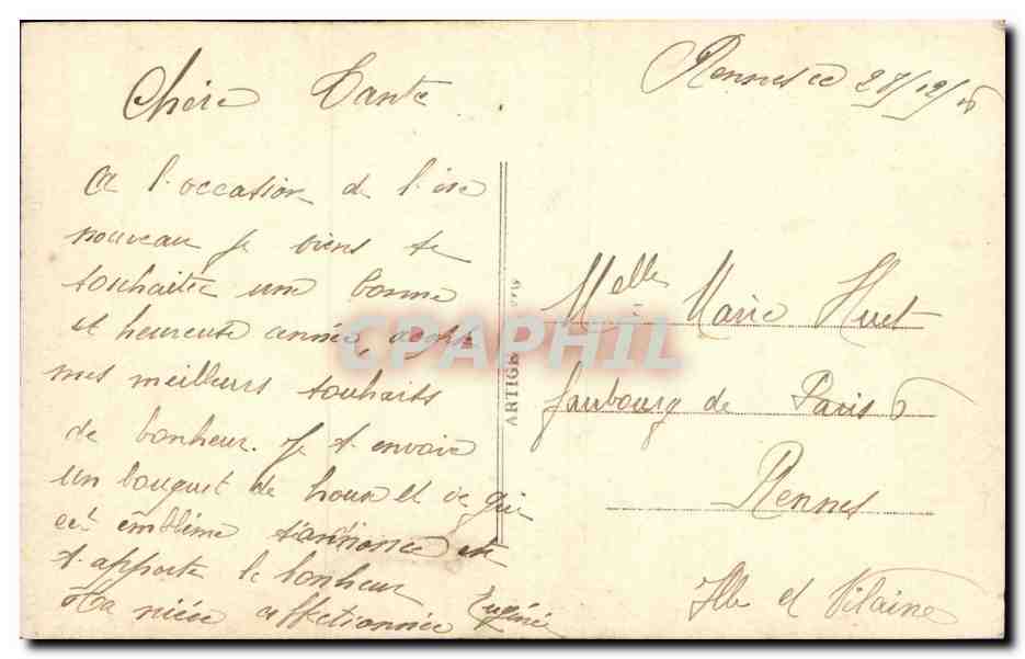 CPA Fantaisie Bonne annee — Verso