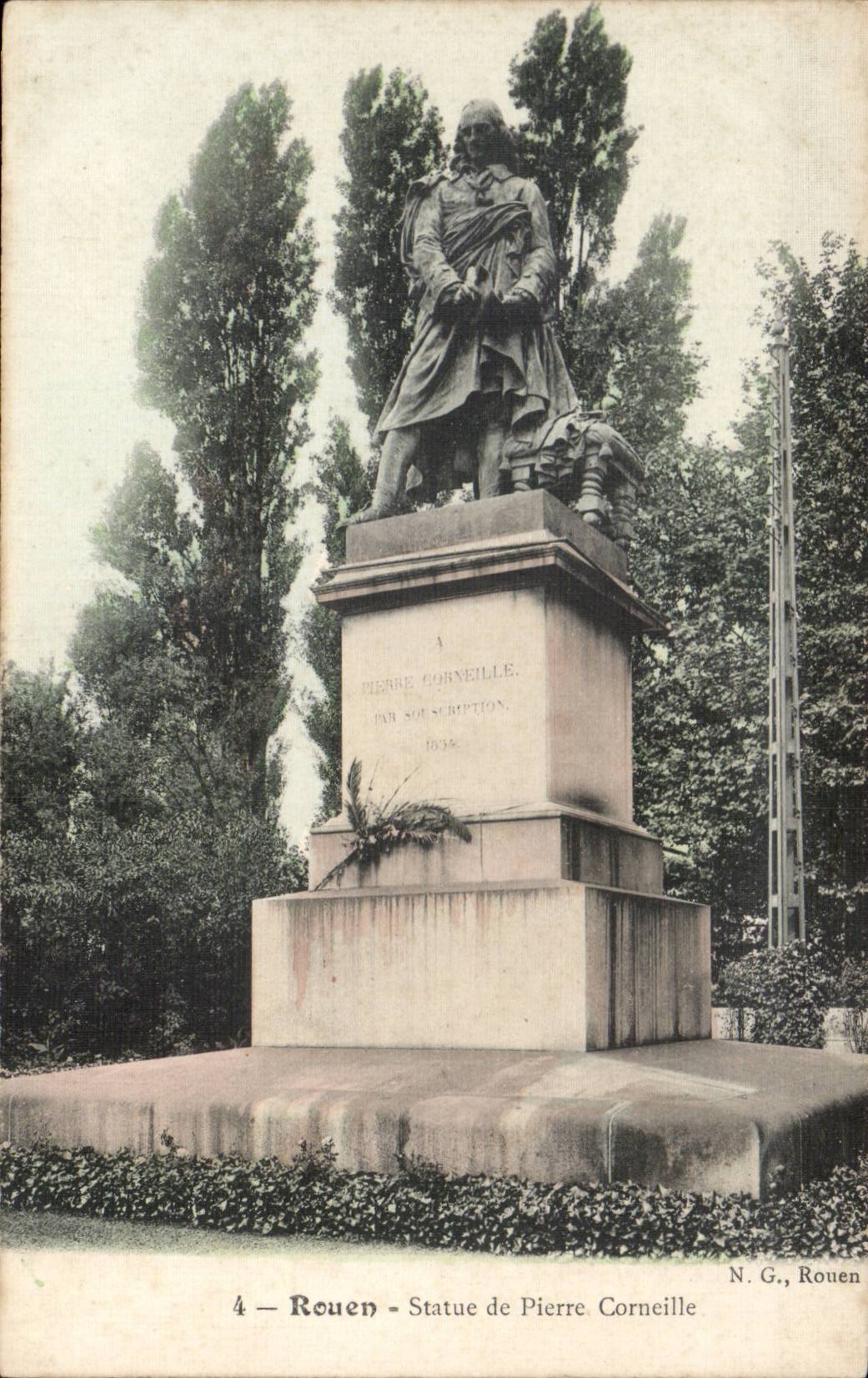 Rouen CPA Statue de Pierre Corneille