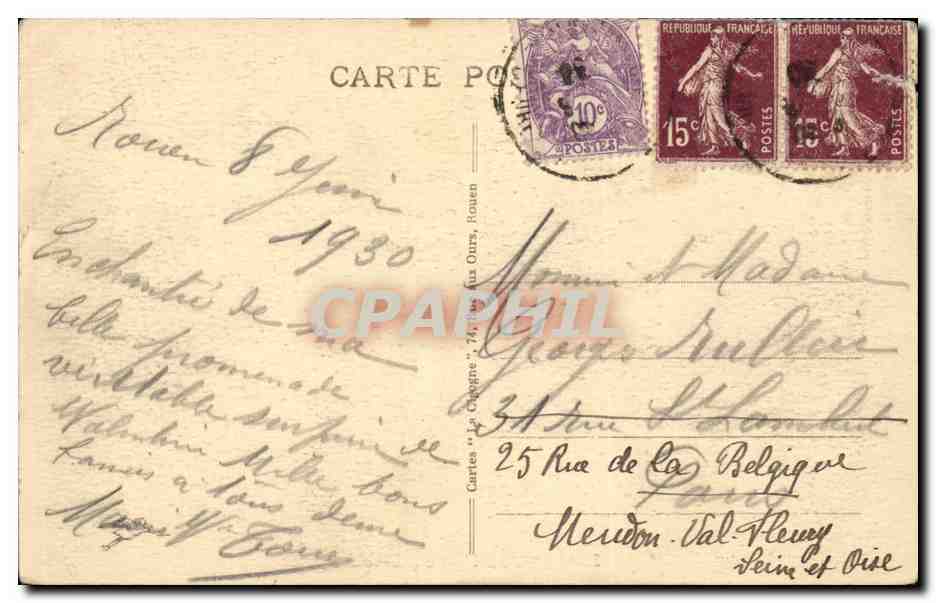Rouen CPA Pont Boieldieu — Verso