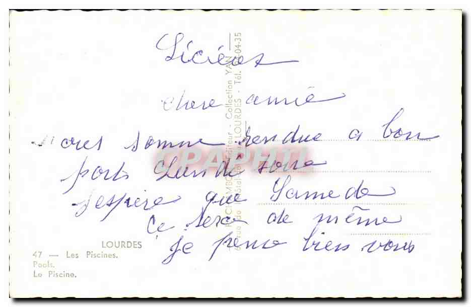 CPA Lourdes Les piscines — Verso