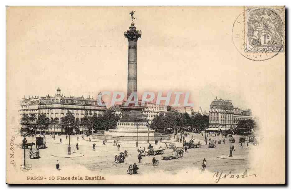 Paris CPA place de la Bastille Colonne de Juillet