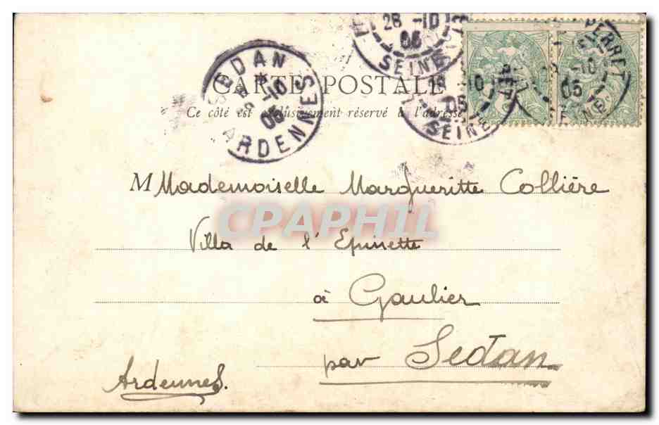 Paris CPA Porte Saint Denis — Verso