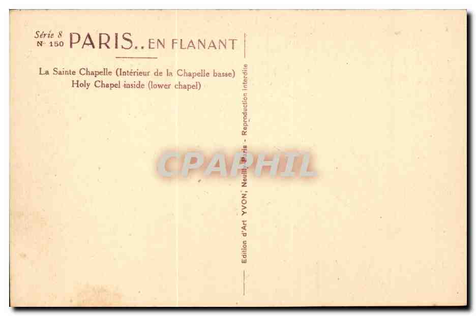 Paris CPA la sainte chapelle  — Rückseite