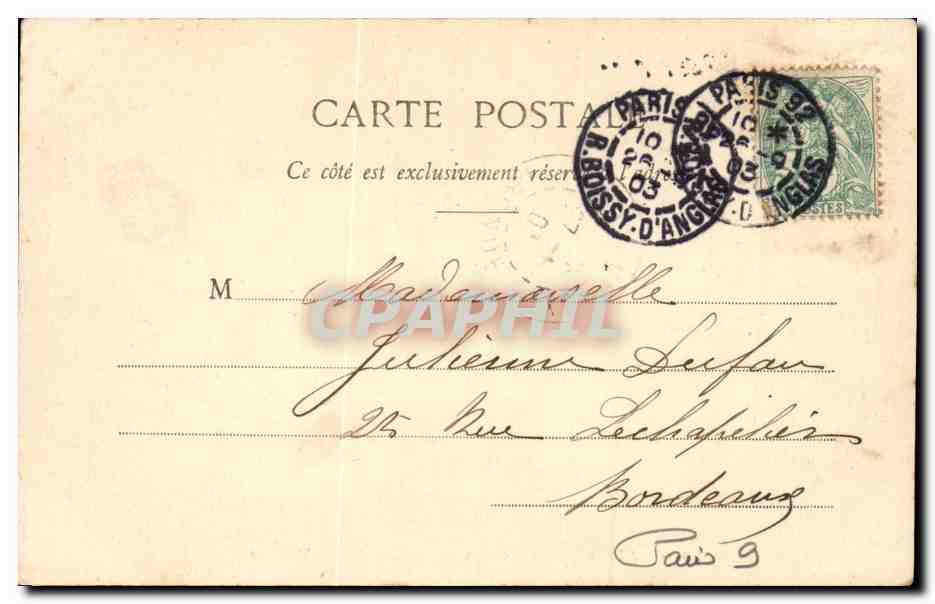 Paris CPA Boulevards Porte St Martin — Verso