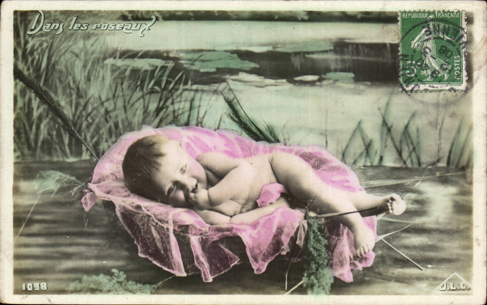 CPA Fantaisie Enfant Bebe Dans les roseaux