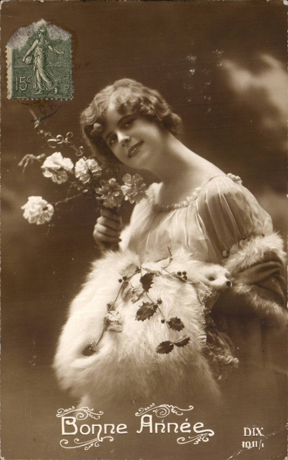 CPA Fantaisie Femme Bonne annee