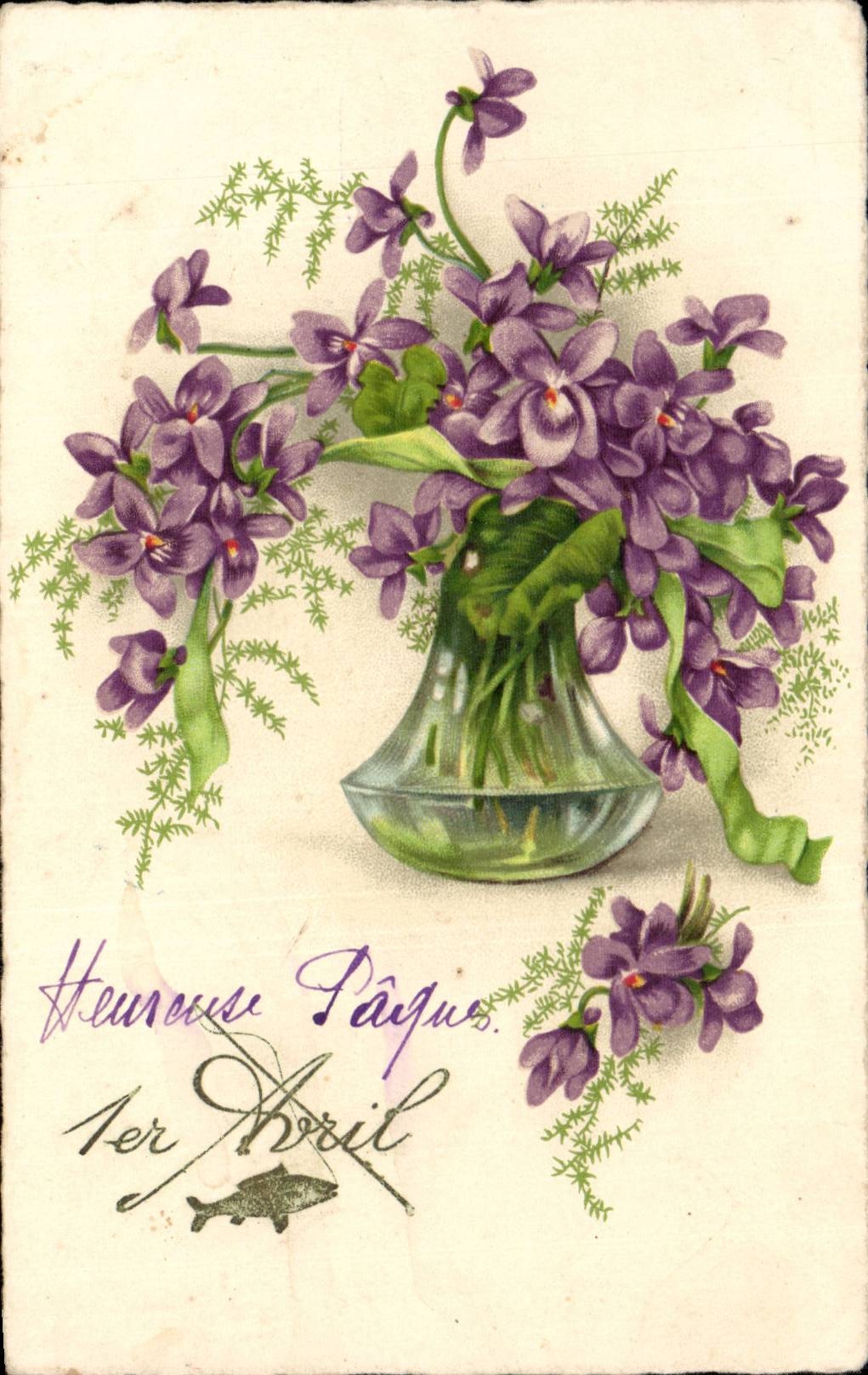 CPA Fantaisie Fluer Paques Easter