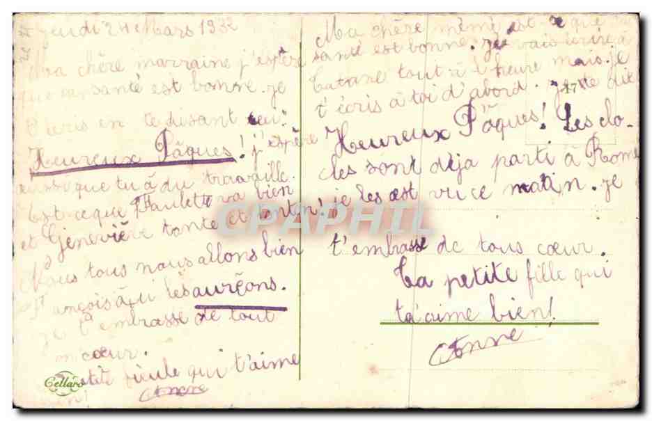 CPA Fantaisie Fluer Paques Easter — Rückseite