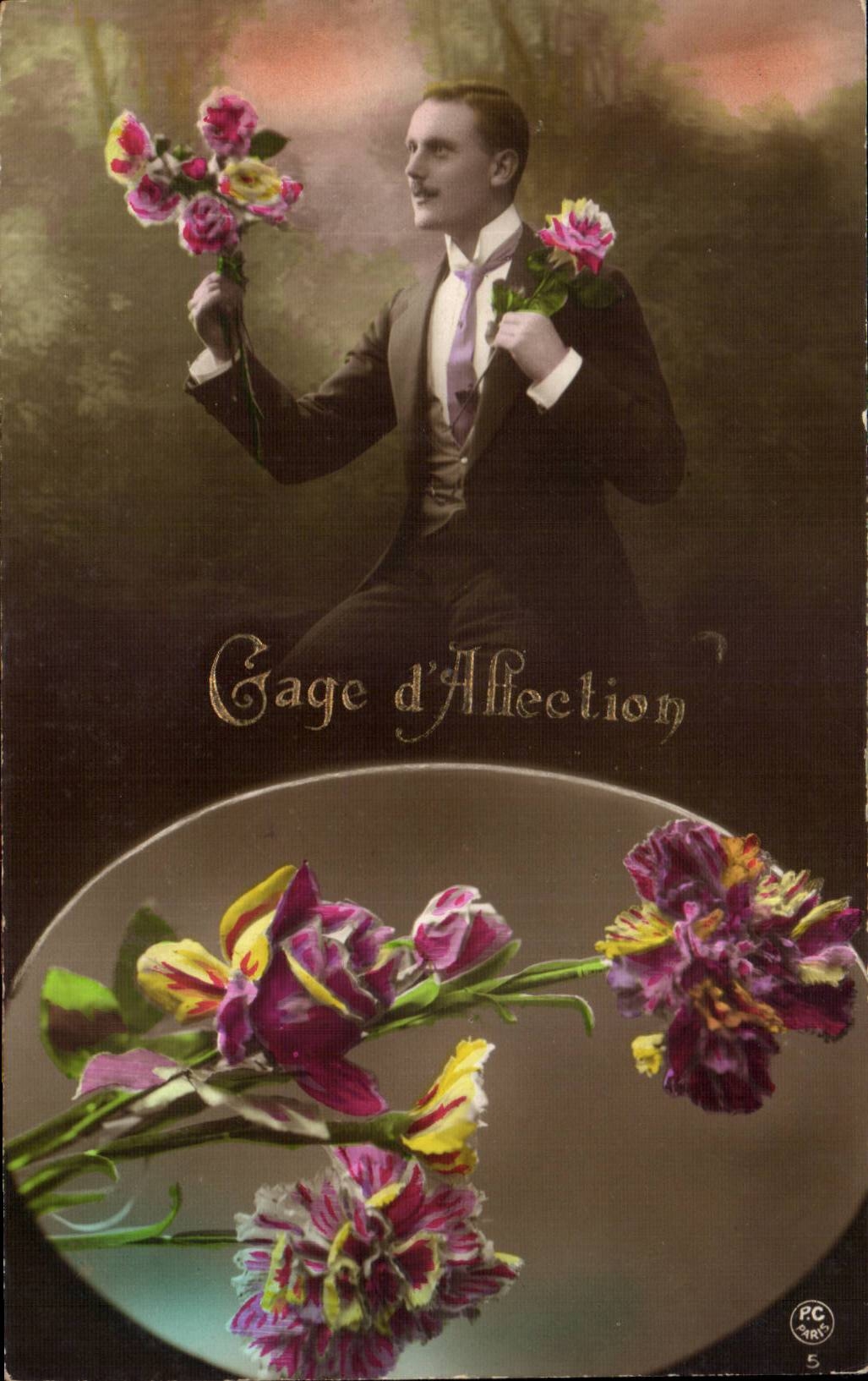 CPA Fantaisie Homme Gage d'affection