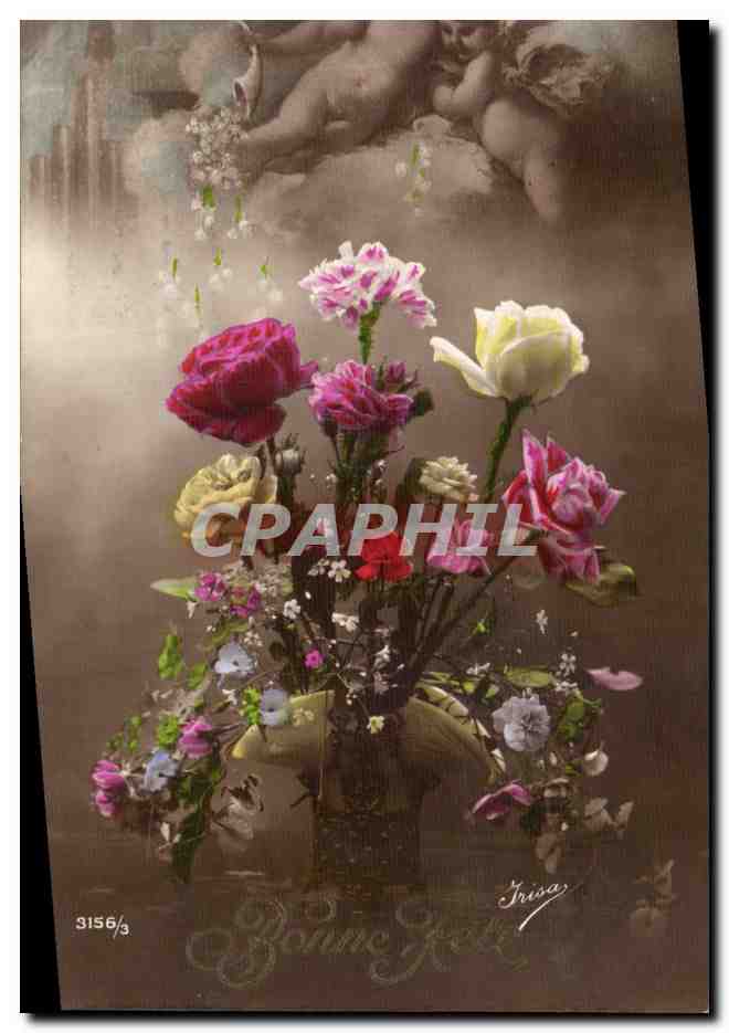 CPA Fantaisie Fleurs Ange Angel