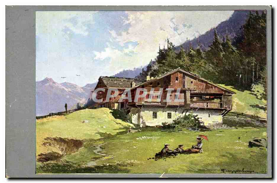 CPA Fantaisie Paysage a la montagne
