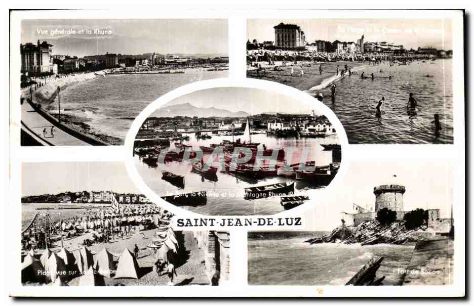 Saint-Jean-de-Luz — General View, Beach, Port, Rhune Mountain, Bexco Fort — Publisher ARTAVO GARE and Sons, Nantes
