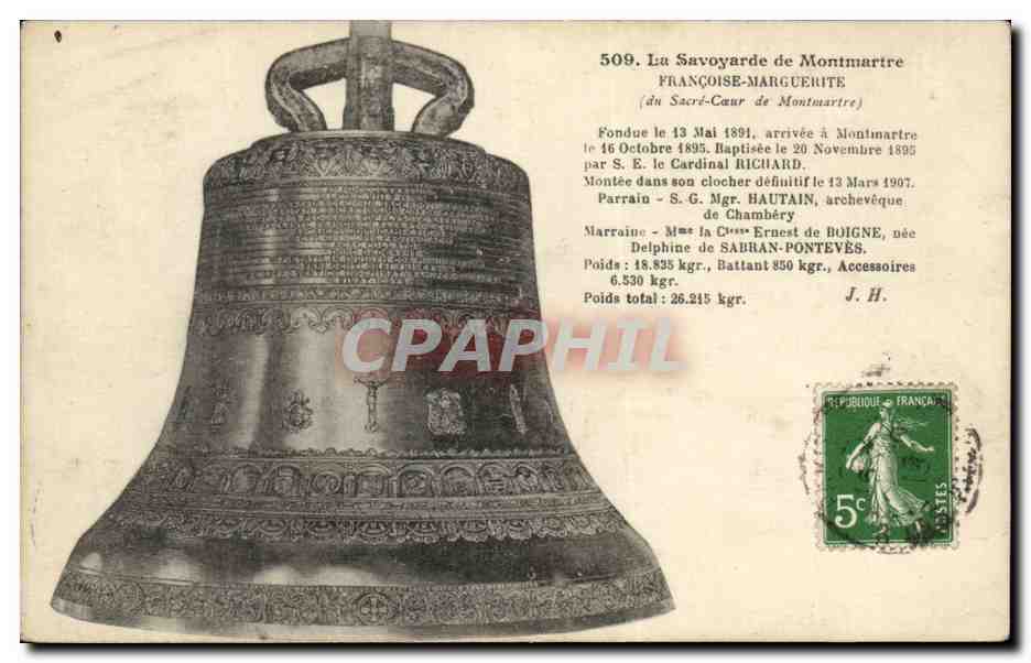 Paris CPA Basilique du Sacre Coeur Montmartre Cloche SAvoyarde
