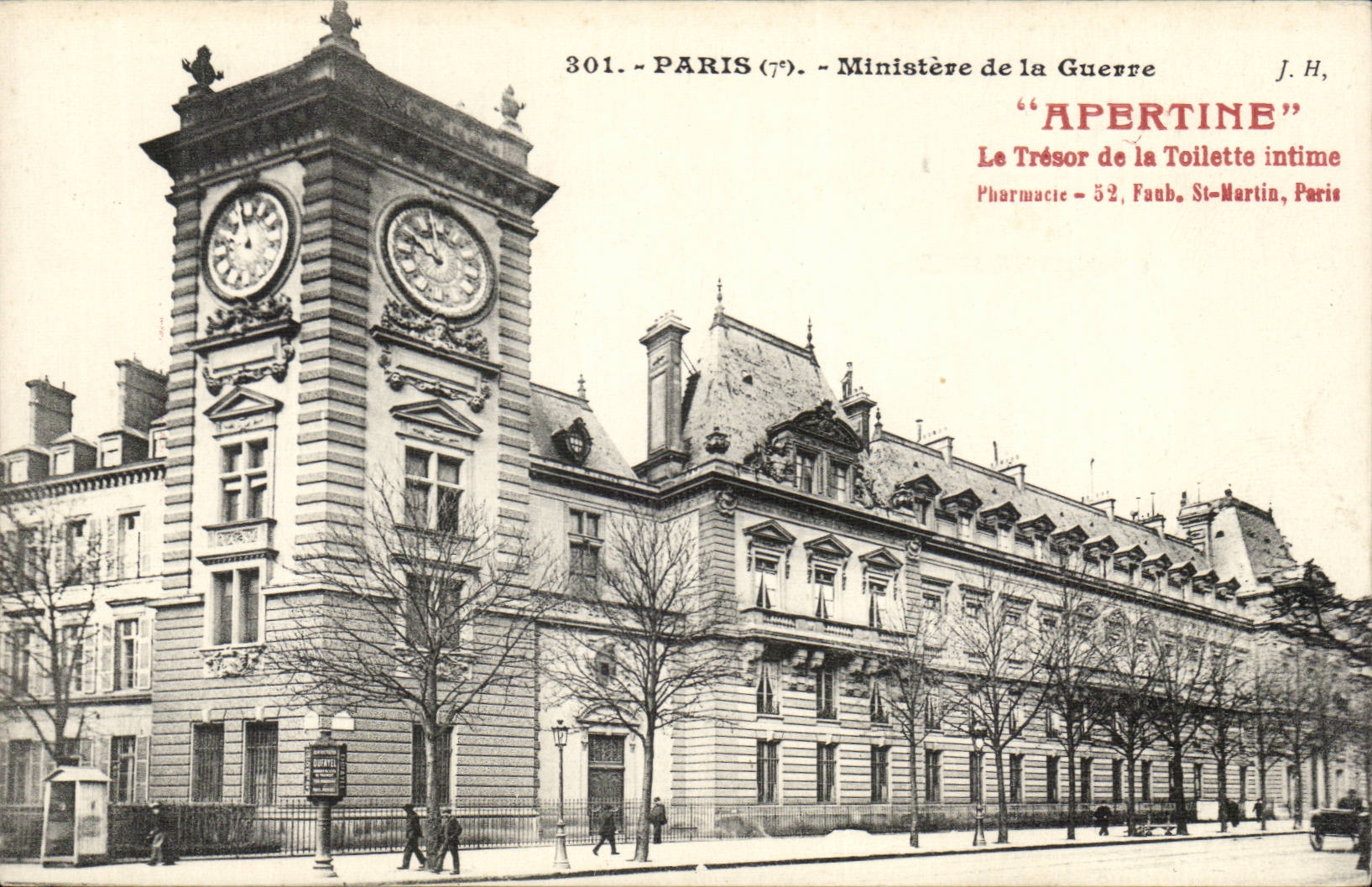 Paris CPA Ministere de la guerre publicite Apertine 