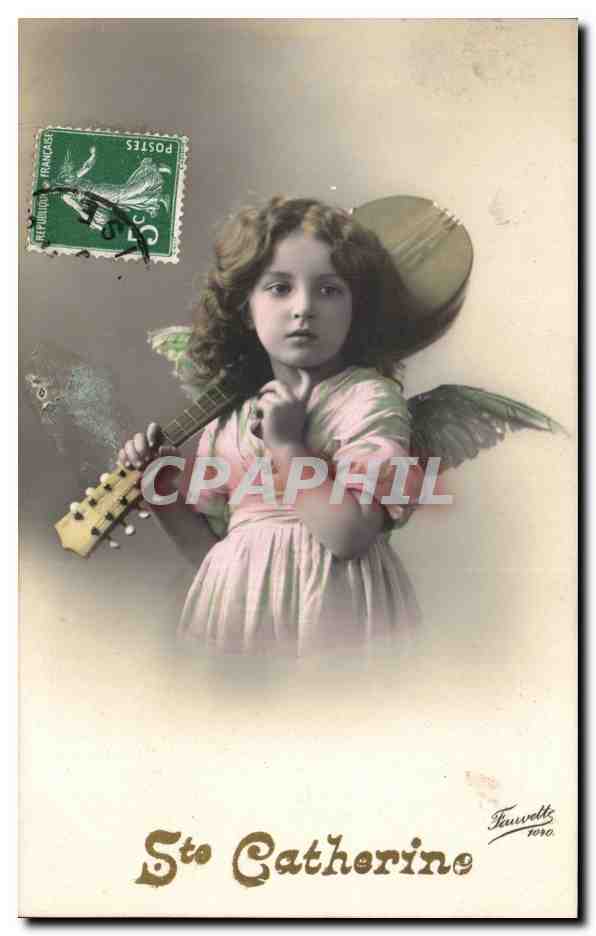 CPA FAntaise Enfant Ste CAtherine Guitare