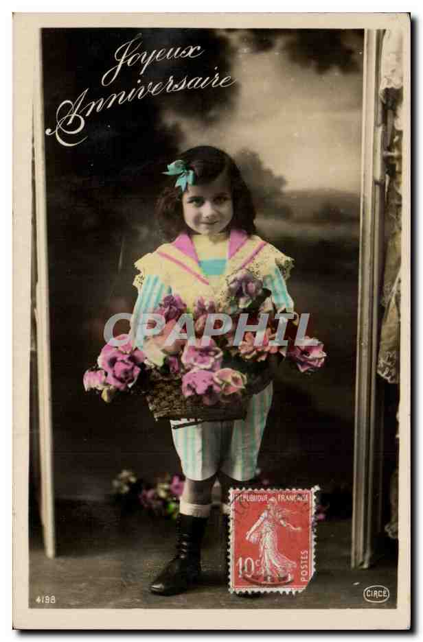 CPA FAntaise Enfants Joyeux anniversaire
