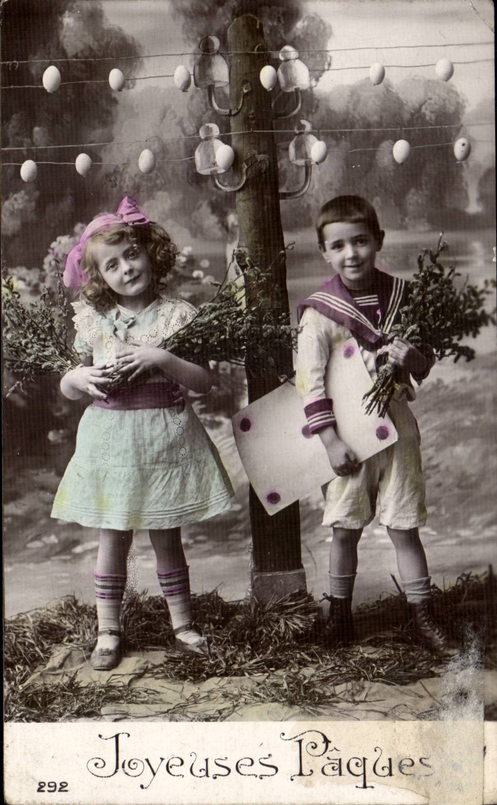 CPA FAntaisie Enfants Joyeuses paques Easter