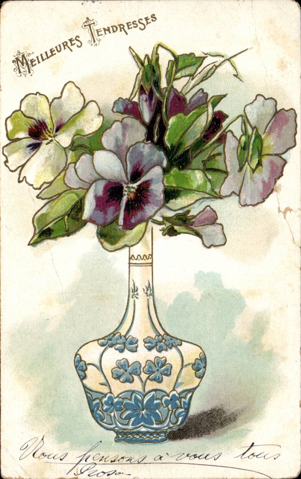 CPA FAntaisie Fleurs