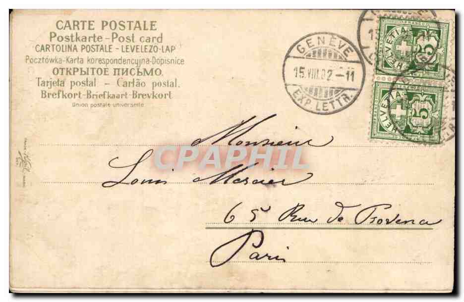 CPA FAntaisie Concorus Musical Geneve Aout 1902 Violon Musique — Rückseite