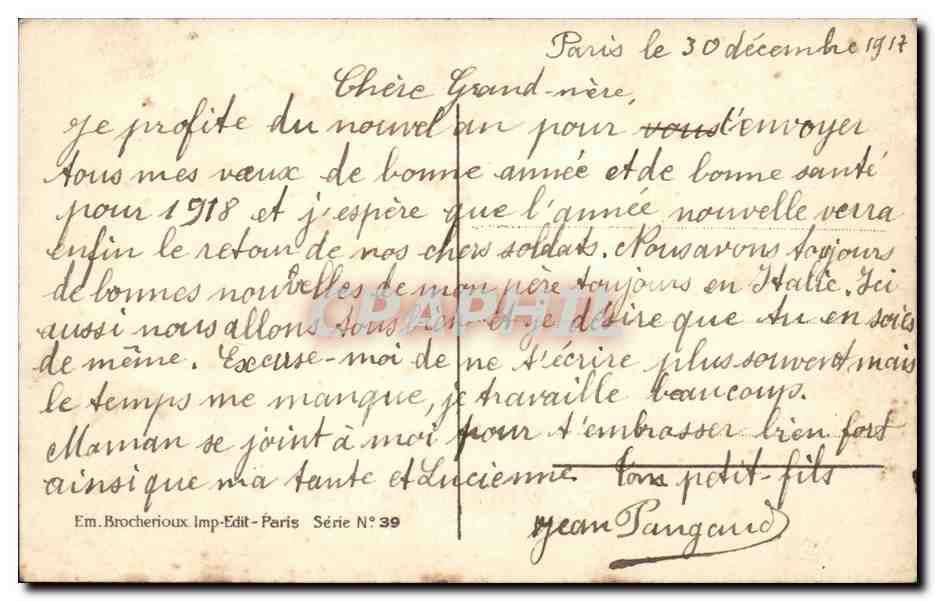 CPA Fleurs Bonne annee — Verso