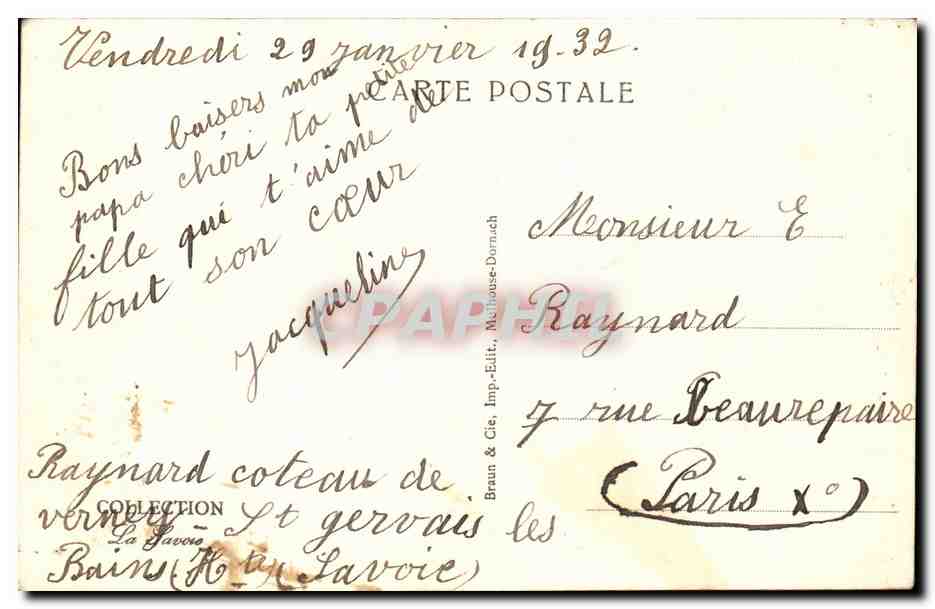 St-Gervais-les-Bains in inverno — Vallée de Bionnassay — L'Aiguille du Gouter — n° 25161 — Verso
