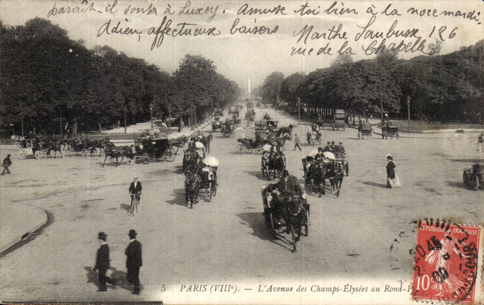 Paris CPA Avenue des Champs Elysees au rond point