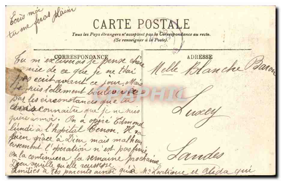 Paris CPA Avenue des Champs Elysees au rond point — Verso