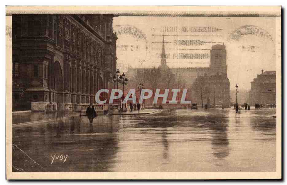 Paris CPA Place de l'hotel de ville Inondations