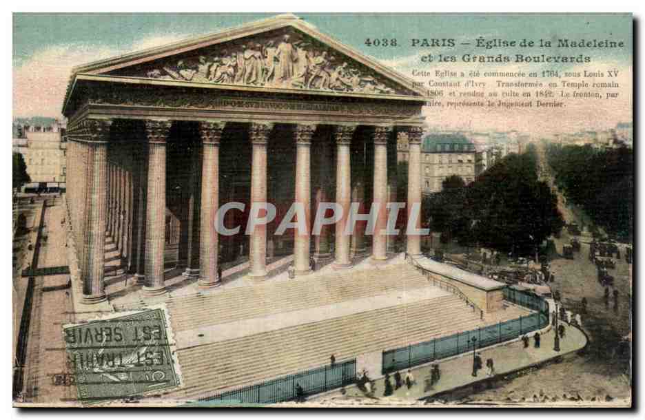 Paris CPA Eglise de la Madeleine et les grands boulevards