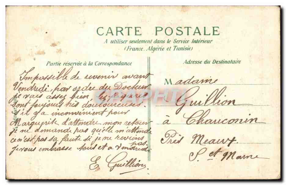 Paris CPA palais de l'ELysee — Verso