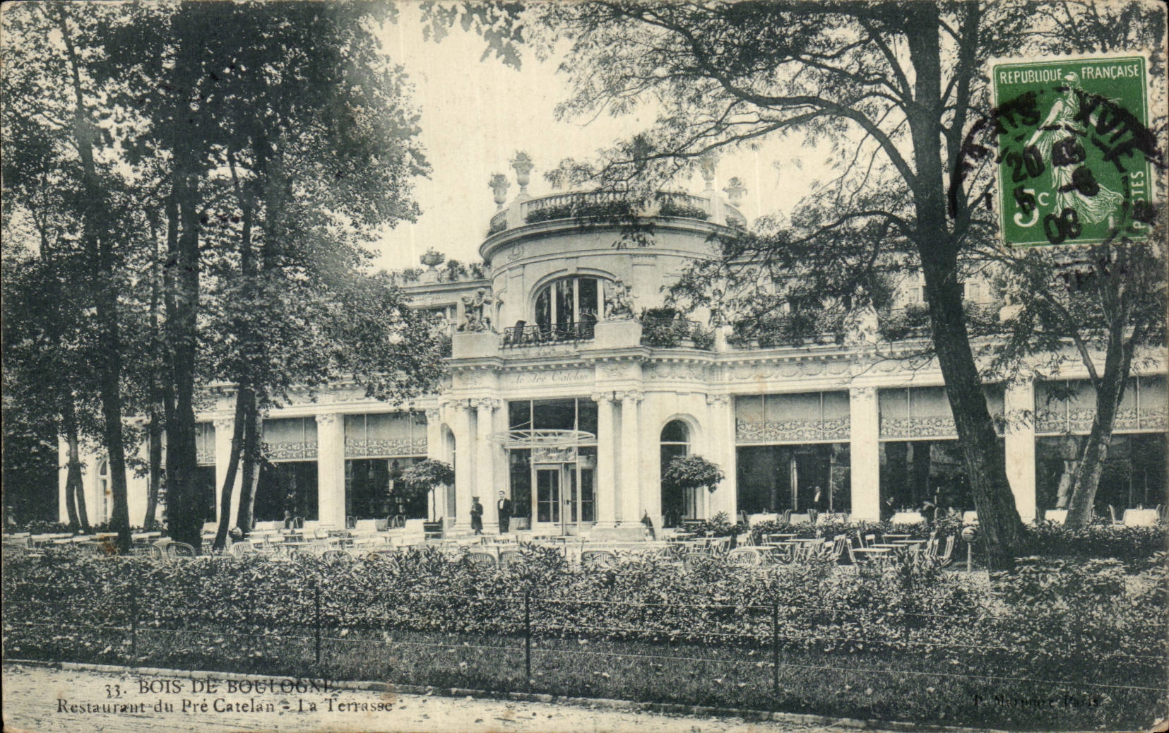 Bois de Boulogne — Restaurant du Pré Catelan — La Terrasse — Éditeur : P. Delaunay, n°33