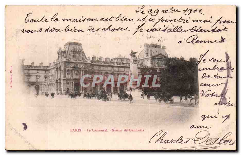 Paris CPA Le CArrousel Statue de Gambetta